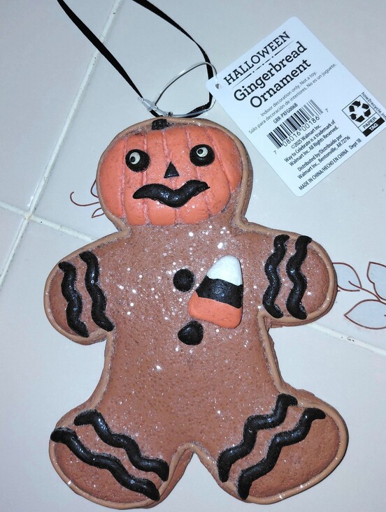 Other - Halloween Gingerbread Ornament, Holiday, Halloween Accessory - Orange/Brown